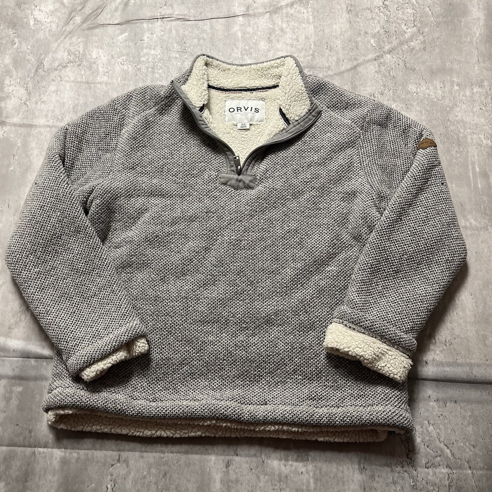 ORVIS Brighton 1/4 Zip Sweater Sherpa Fleece Lined Pullover Jacket Men's Medium